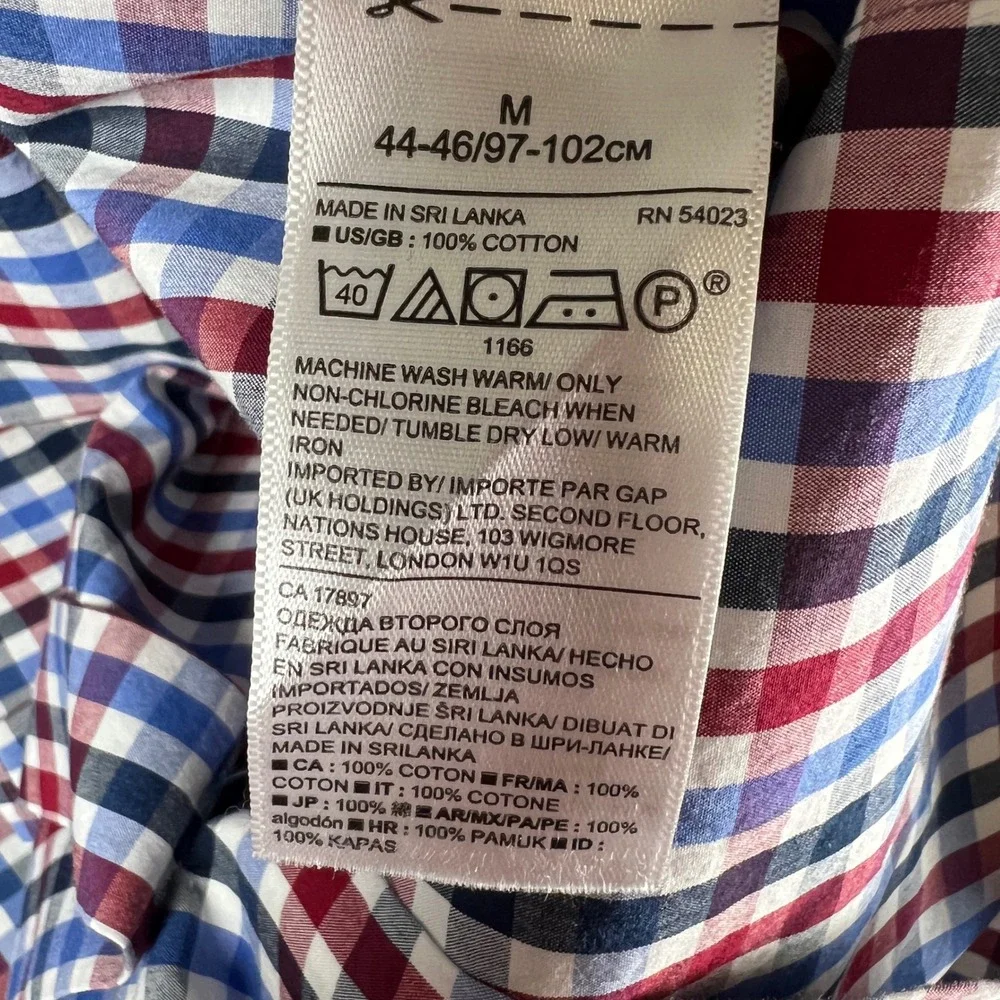 Banana Republic Grant Fit Men Long Sleeve Gingham Button Down‎ Shirt Size M